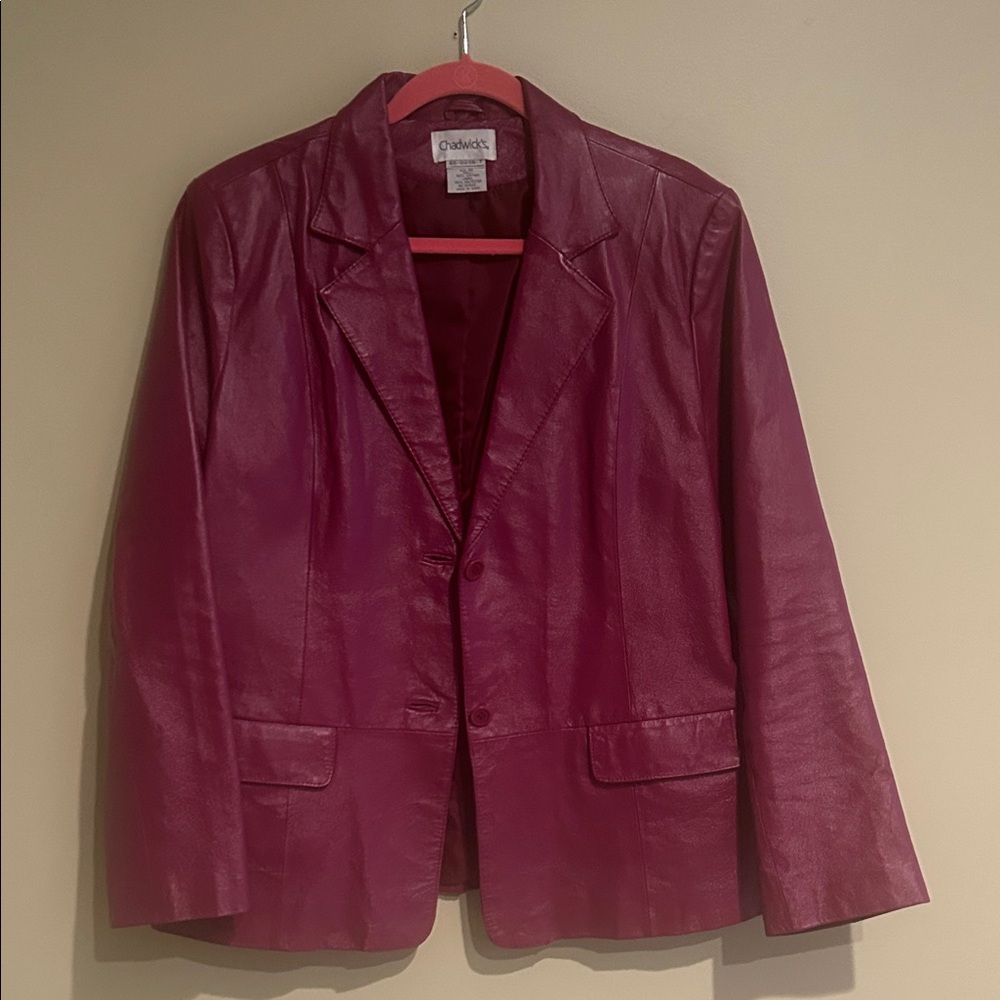 Chadwicks Women's Deep Red Leather Blazer